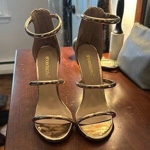 Shoe Dazzle Rose Gold Strappy Women's Heels